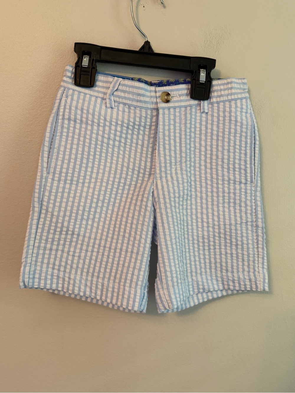 J.Bailey Blue & White Striped Seersucker Shorts